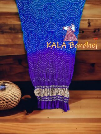 Purple Blue Wifi Dupatta Bandhani Pure GajiSilk