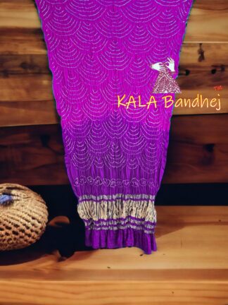 Magenta Brinjal Wifi Dupatta Bandhani Pure GajiSilk