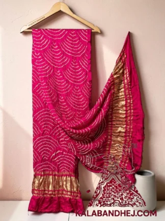 Pink Wifi Bandhani Design Dupatta in Pure Gaji Silk