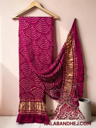 Magenta Wifi Bandhani Design Dupatta in Pure Gaji Silk