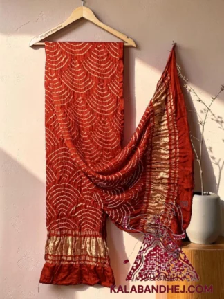 Rust Wifi Bandhani Design Dupatta in Pure Gaji Silk