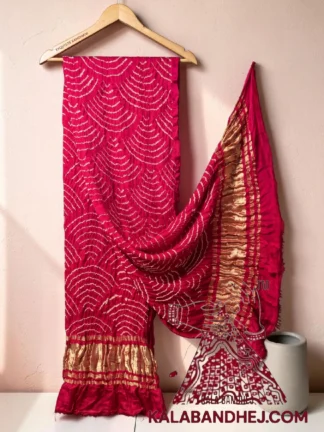Rani Pink Wifi Bandhani Design Dupatta in Pure Gaji Silk