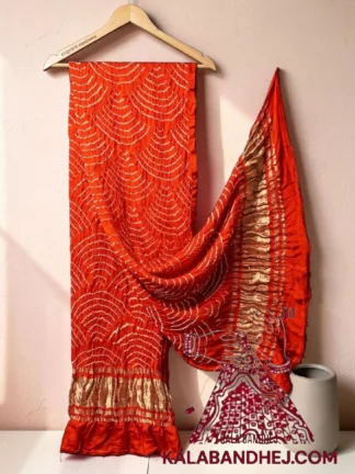 Orange Wifi Bandhani Design Dupatta in Pure Gaji Silk