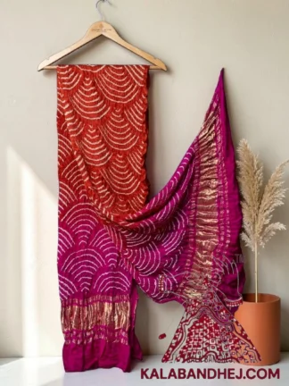 Rust Rani Wifi Bandhani Design Dupatta in Pure Gaji Silk