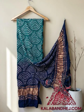 Rama Navy Wifi Bandhani Design Dupatta in Pure Gaji Silk