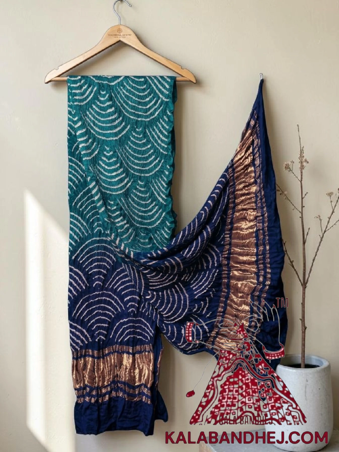 Rama Navy Wifi Bandhani Design Dupatta in Pure Gaji Silk