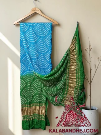 Green Sky Wifi Bandhani Design Dupatta in Pure Gaji Silk