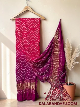Rani Magenta Wifi Bandhani Design Dupatta in Pure Gaji Silk