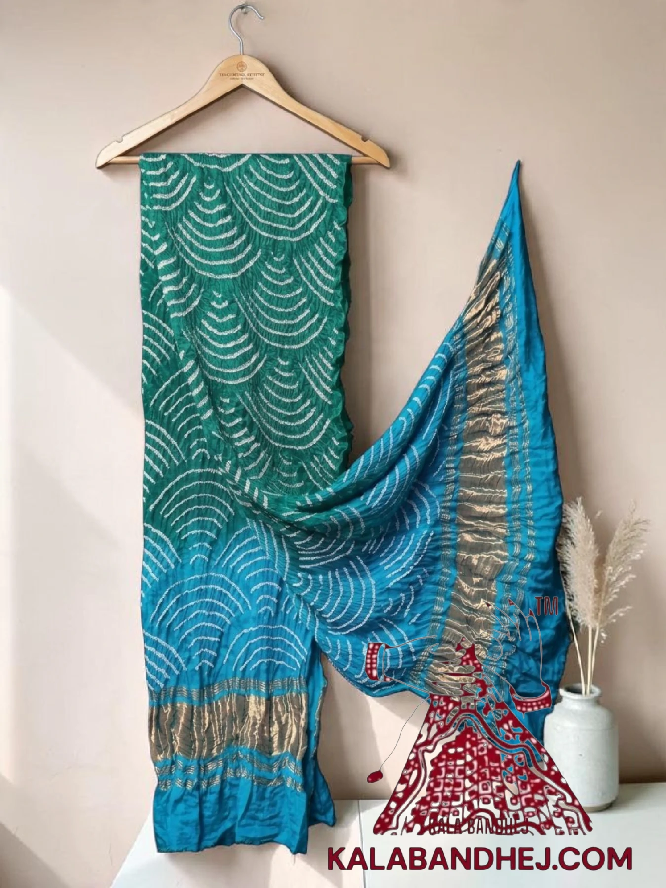 Rama Sky Wifi Bandhani Design Dupatta in Pure Gaji Silk