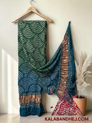 Pista T Blue Wifi Bandhani Design Dupatta in Pure Gaji Silk