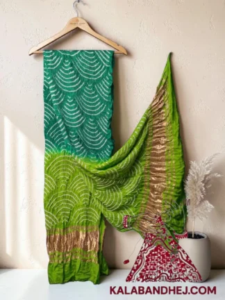 Rama Parrot Wifi Bandhani Design Dupatta in Pure Gaji Silk
