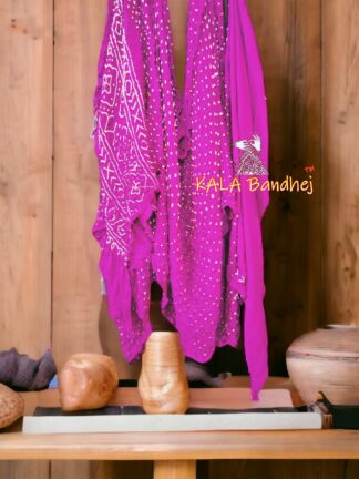 Flower Pink Pure Gaji Silk Bandhani Saree