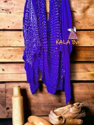 Blue Pure Gaji Silk Bandhani Saree