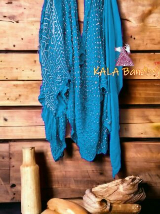 Sky Pure Gaji Silk Bandhani Saree