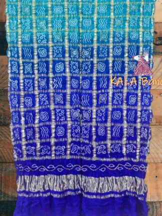 Sky Blue Bandhani Gharchola Dupatta Pure GajiSilk
