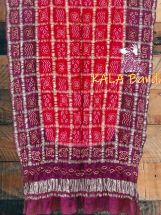 Wine Red Bandhani Gharchola Dupatta Pure GajiSilk
