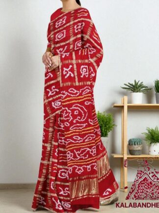Bridal Red Gharchola Rai Bandhani Saree Pure GajiSilk