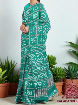Rama Gharchola Bandhani Saree Pure Gaji Silk