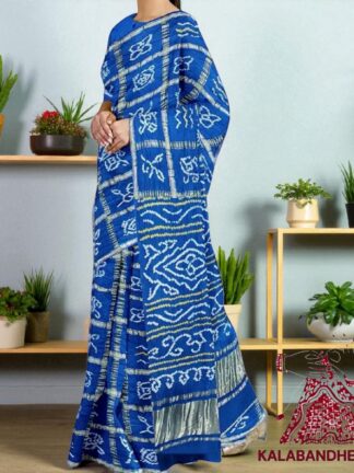 Sky Gharchola Bandhani Saree Pure Gaji Silk