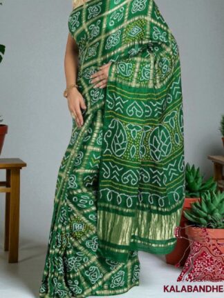 Green Gharchola Bandhani Saree Pure Gaji Silk