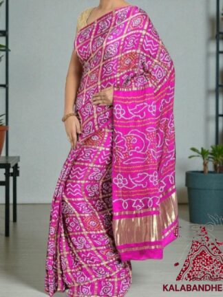 Sweet Pink Gharchola Rai Bandhani Saree Pure GajiSilk