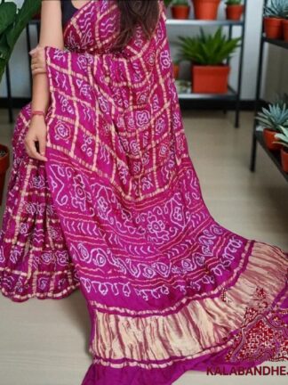 Magenta Gharchola Bandhani Saree Pure Gaji Silk