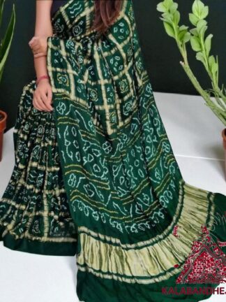 Bridal Green Gharchola Rai Bandhani Saree Pure GajiSilk