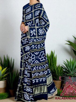 Electric Navy Blue Gharchola Rai Bandhani Saree Pure GajiSilk