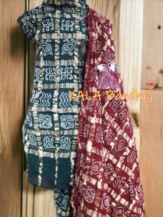 Green Maroon Kala Cotton Wedding Gharchola Dress Material