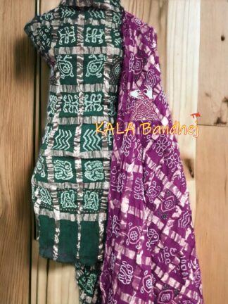 Green Magenta Kala Cotton Wedding Gharchola Dress Material