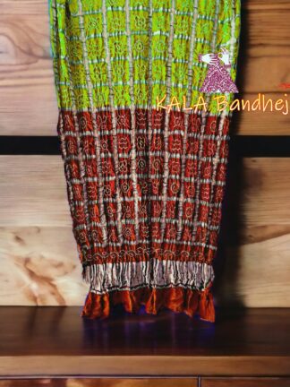 Lime Rust Bandhani Gharchola Dupatta Pure GajiSilk