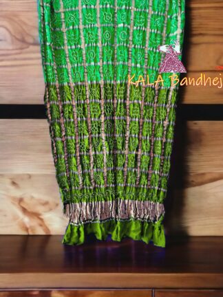 Parrot Marine Bandhani Gharchola Dupatta Pure GajiSilk