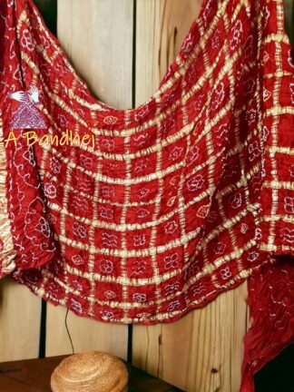 Burning Red Bandhani Gharchola Dupatta Pure GajiSilk