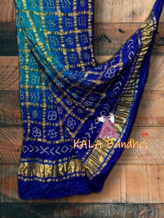 Sky Blue Bandhani Gharchola Dupatta Pure GajiSilk