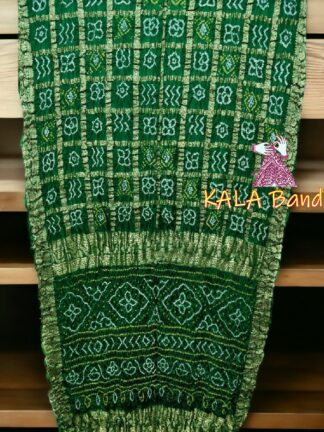 Green Bandhani Saree Pure GajiSilk Naksi Jari Gharchola