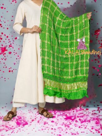 Parrot Red Bandhani Gharchola Dupatta Pure GajiSilk