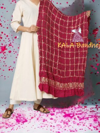Bold Red Bandhani Gharchola Dupatta Pure GajiSilk