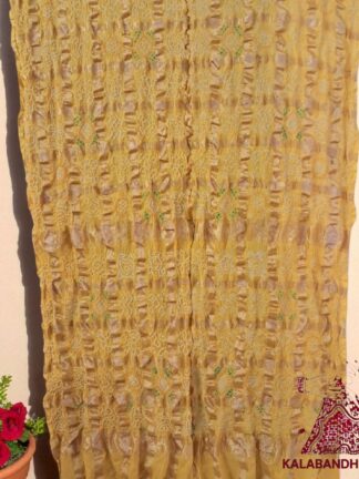 Yellow Rai Bandhani Gharchola Saree Pure Kala Cotton