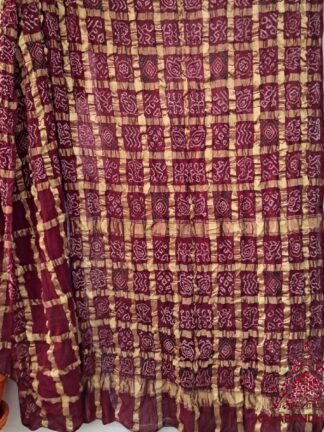Marron Rai Bandhani Gharchola Saree Pure Kala Cotton