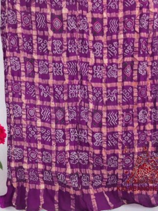 Magenta Rai Bandhani Gharchola Saree Pure Kala Cotton