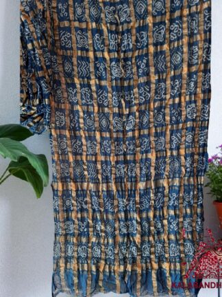 Sky Blue Rai Bandhani Gharchola Saree Pure Kala Cotton