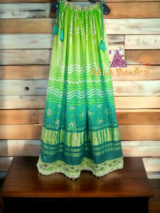 Rama Bandhani Pure GajiSilk Fusion Gown Kurti Kaftan