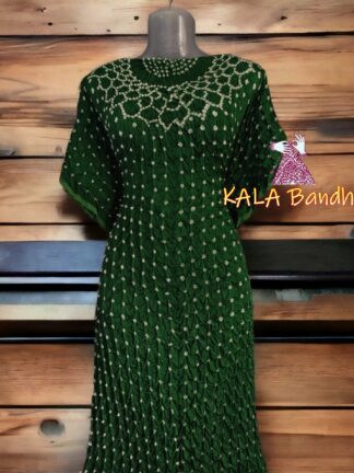 Green Bandhani Kaftan Pure ModalSilk