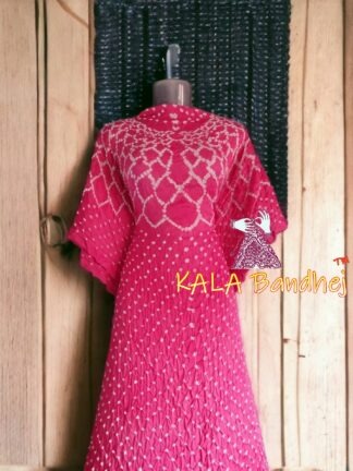 Pink Bandhani Kaftan Pure ModalSilk