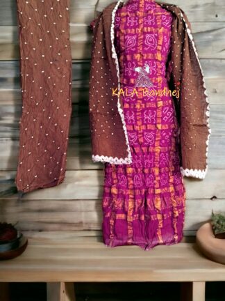 Pink Chickoo Kala Cotton Wedding Gharchola Dress Material