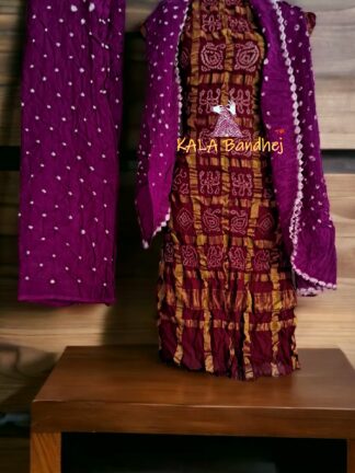 Maroon Magenta Kala Cotton Wedding Gharchola Dress Material