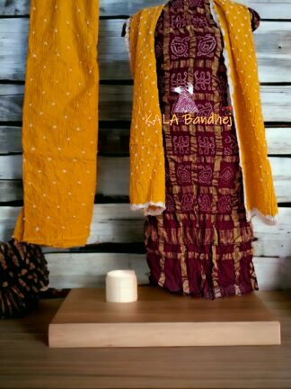 Maroon Golden Kala Cotton Wedding Gharchola Dress Material