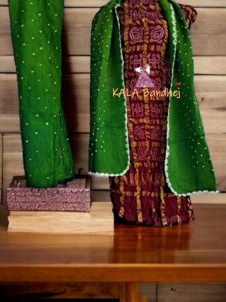Maroon Mehendi Kala Cotton Wedding Gharchola Dress Material