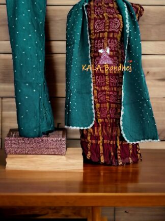 Maroon Rama Kala Cotton Wedding Gharchola Dress Material
