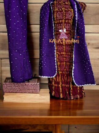 Maroon Purple Kala Cotton Wedding Gharchola Dress Material
